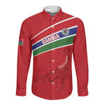 Custom Gambia Football Long Sleeve Button Shirt Scorpions Never Die