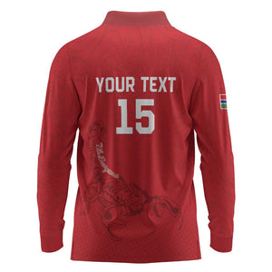 Custom Gambia Football Long Sleeve Polo Shirt Scorpions Never Die