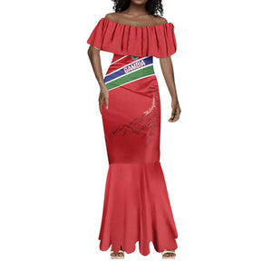 Custom Gambia Football Mermaid Dress Scorpions Never Die