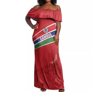 Custom Gambia Football Off Shoulder Maxi Dress Scorpions Never Die