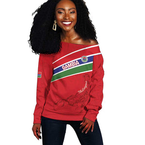 Custom Gambia Football Off Shoulder Sweater Scorpions Never Die