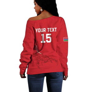 Custom Gambia Football Off Shoulder Sweater Scorpions Never Die