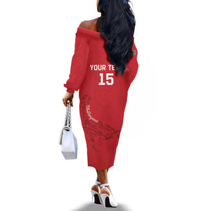 Custom Gambia Football Off The Shoulder Long Sleeve Dress Scorpions Never Die
