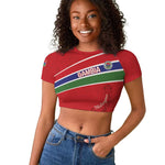 Custom Gambia Football Raglan Cropped T shirt Scorpions Never Die
