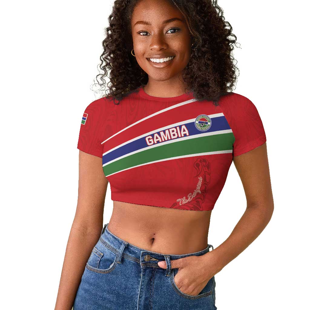 Custom Gambia Football Raglan Cropped T shirt Scorpions Never Die