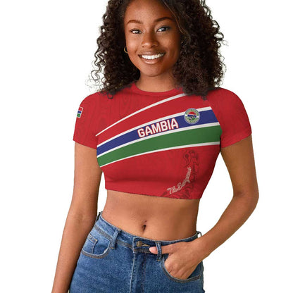 Custom Gambia Football Raglan Cropped T shirt Scorpions Never Die