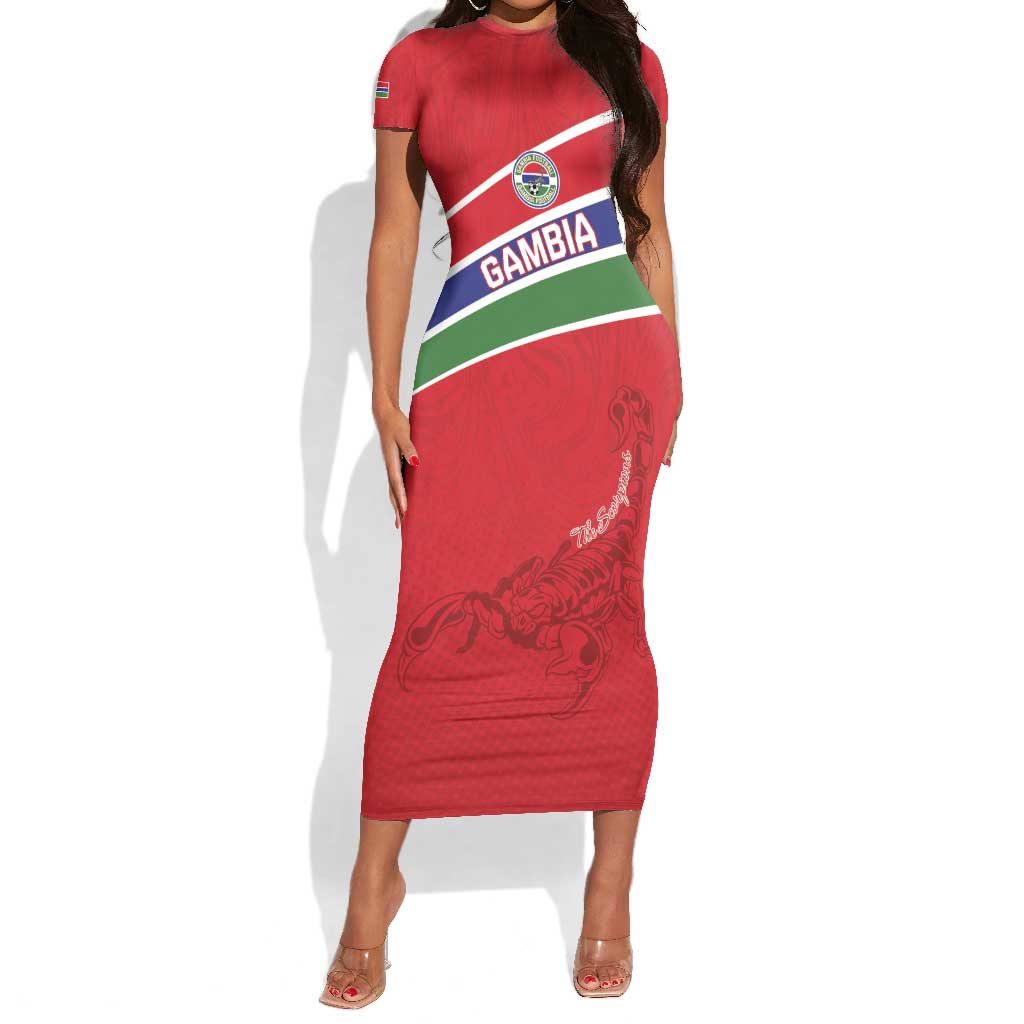 Custom Gambia Football Short Sleeve Bodycon Dress Scorpions Never Die LT15