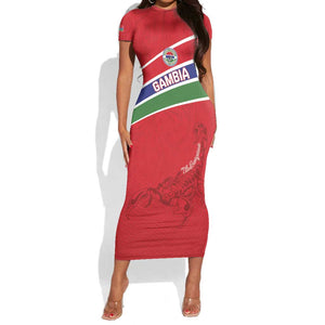 Custom Gambia Football Short Sleeve Bodycon Dress Scorpions Never Die LT15