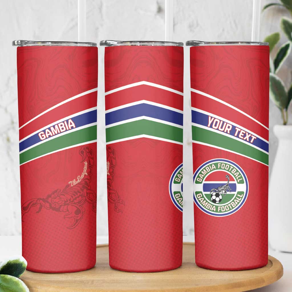 Custom Gambia Football Skinny Tumbler Scorpions Never Die