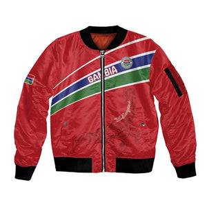 Custom Gambia Football Sleeve Zip Bomber Jacket Scorpions Never Die