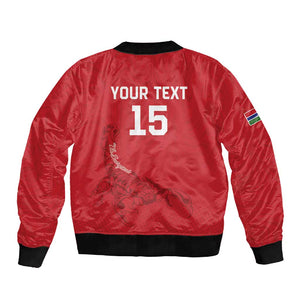 Custom Gambia Football Sleeve Zip Bomber Jacket Scorpions Never Die