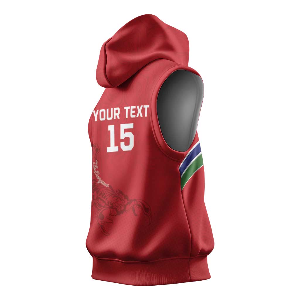 Custom Gambia Football Sleeveless Hoodie Scorpions Never Die - African Pride