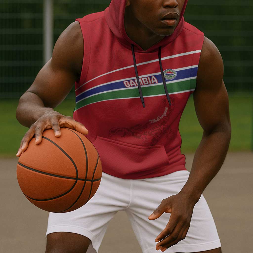 Custom Gambia Football Sleeveless Hoodie Scorpions Never Die - African Pride