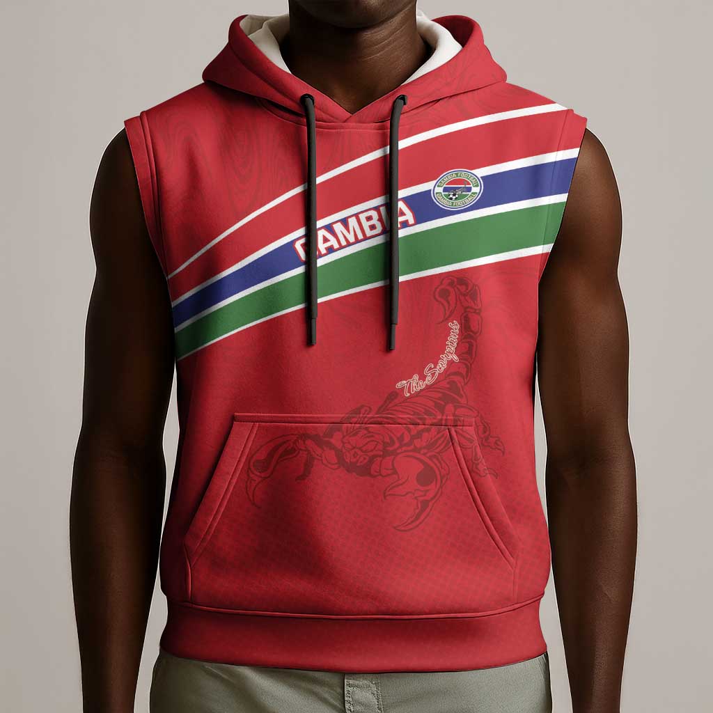 Custom Gambia Football Sleeveless Hoodie Scorpions Never Die - African Pride