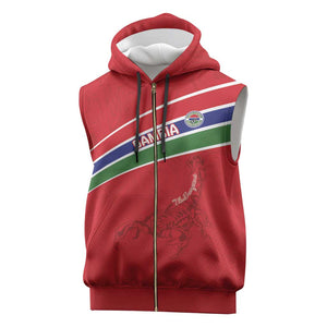 Custom Gambia Football Sleeveless Zip Hoodie Scorpions Never Die - African Pride