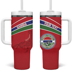 Custom Gambia Football Tumbler With Handle Scorpions Never Die