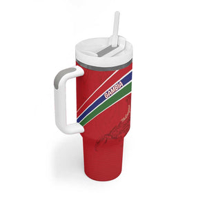 Custom Gambia Football Tumbler With Handle Scorpions Never Die
