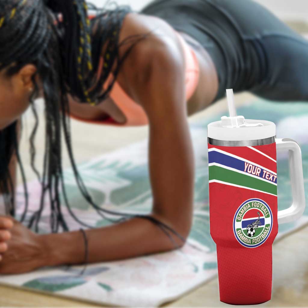 Custom Gambia Football Tumbler With Handle Scorpions Never Die