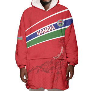 Custom Gambia Football Wearable Blanket Hoodie Scorpions Never Die
