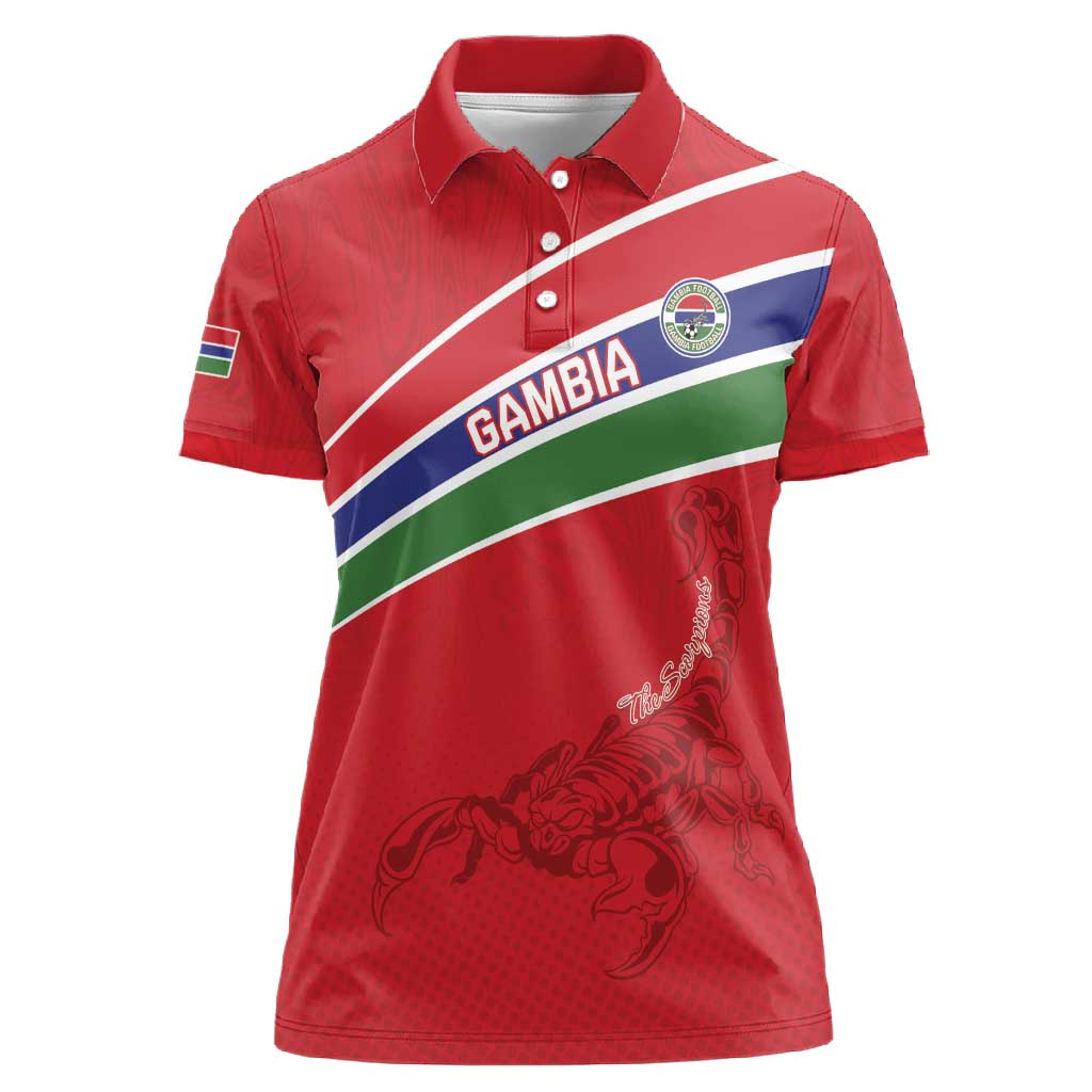 Custom Gambia Football Women Polo Shirt Scorpions Never Die