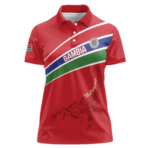 Custom Gambia Football Women Polo Shirt Scorpions Never Die