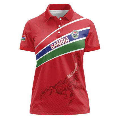 Custom Gambia Football Women Polo Shirt Scorpions Never Die