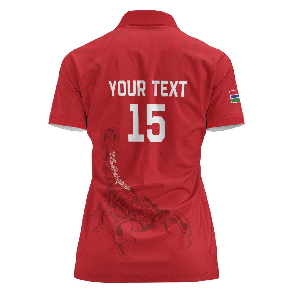 Custom Gambia Football Women Polo Shirt Scorpions Never Die