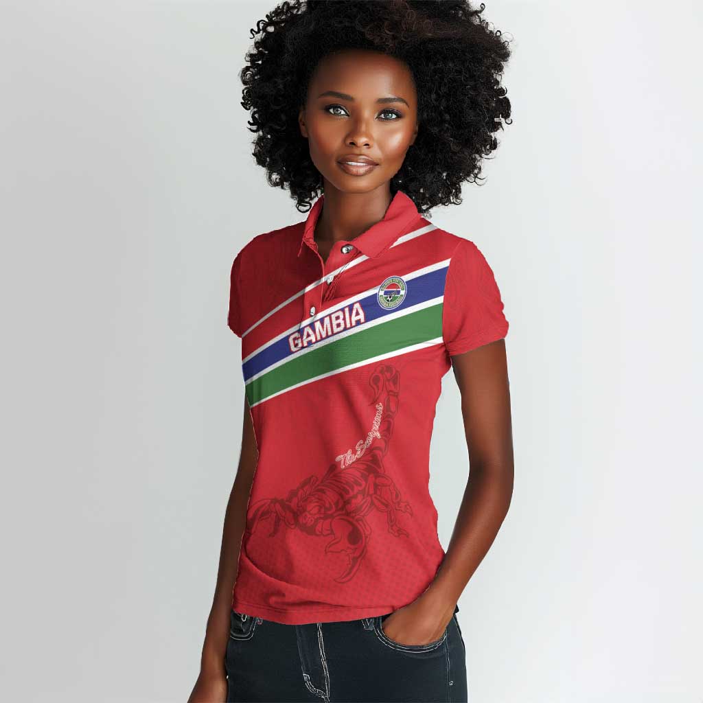 Custom Gambia Football Women Polo Shirt Scorpions Never Die