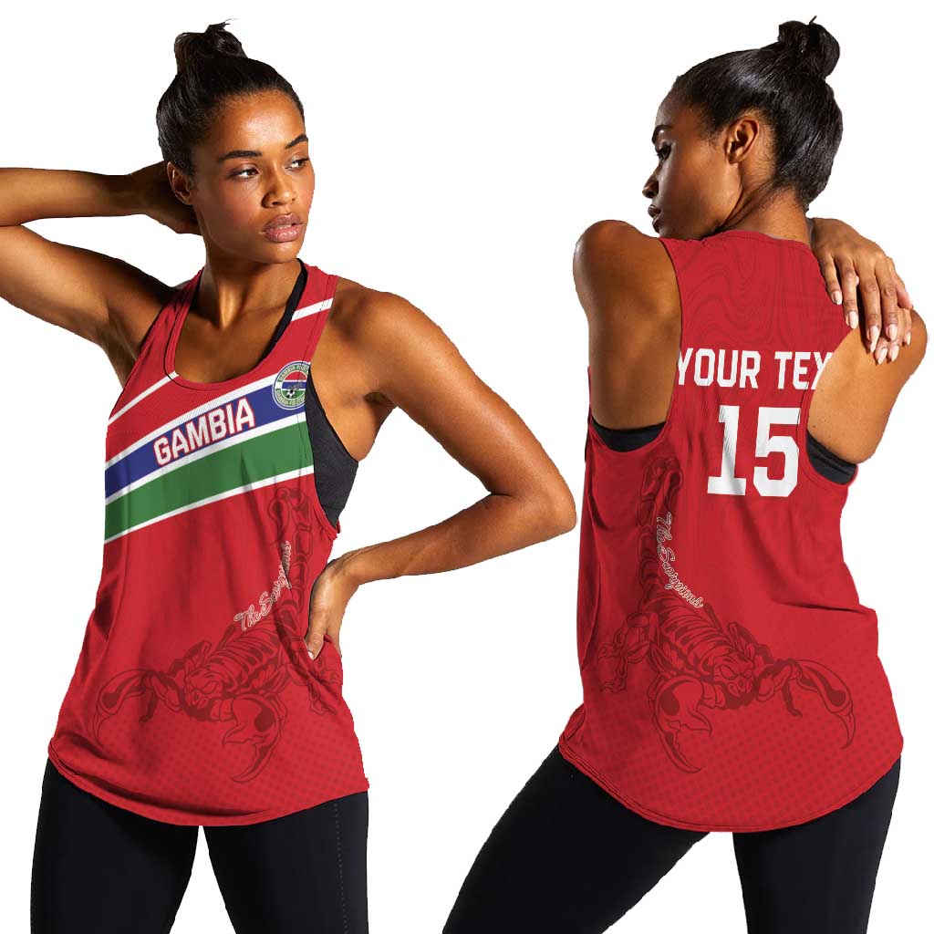 Custom Gambia Football Women Racerback Tank Scorpions Never Die