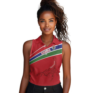 Custom Gambia Football Women Sleeveless Polo Shirt Scorpions Never Die