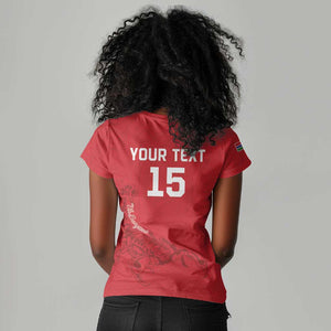Custom Gambia Football Women V-Neck T-Shirt Scorpions Never Die