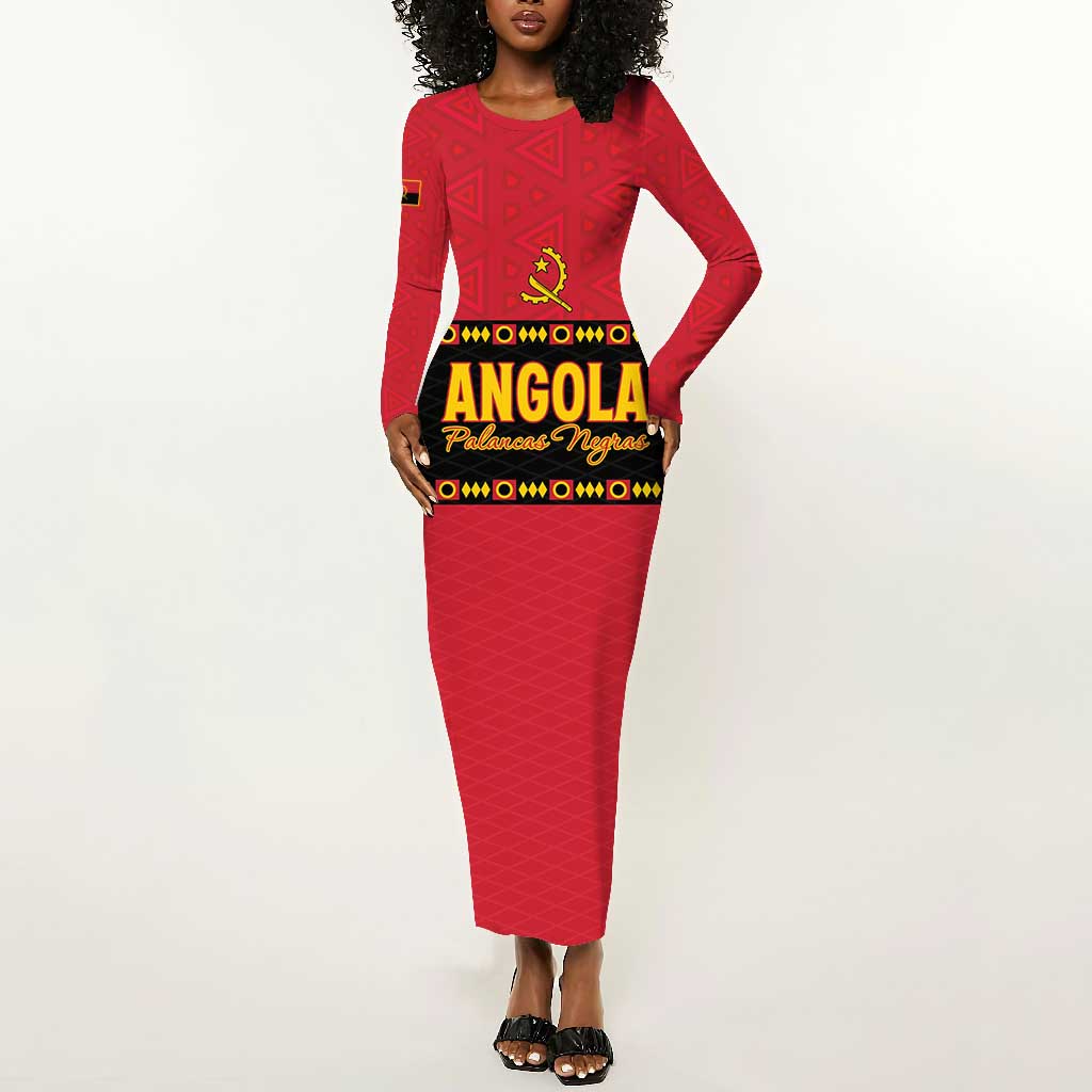 Custom Angola Football Long Sleeve Bodycon Dress Viva Palancas Negras LT15