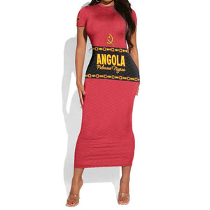 Custom Angola Football Short Sleeve Bodycon Dress Viva Palancas Negras LT15