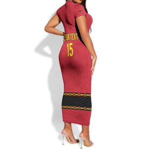Custom Angola Football Short Sleeve Bodycon Dress Viva Palancas Negras LT15