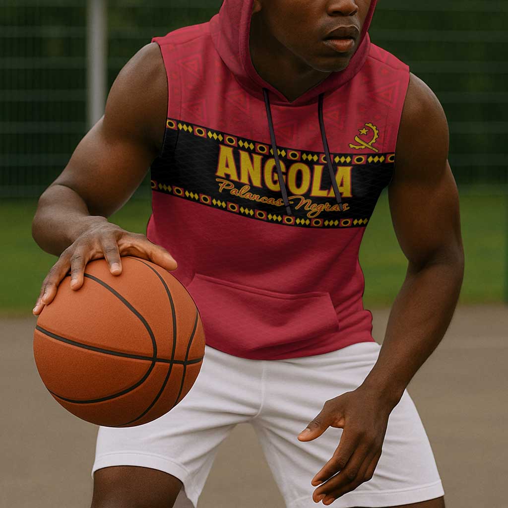 Custom Angola Football Sleeveless Hoodie Viva Palancas Negras - African Pride