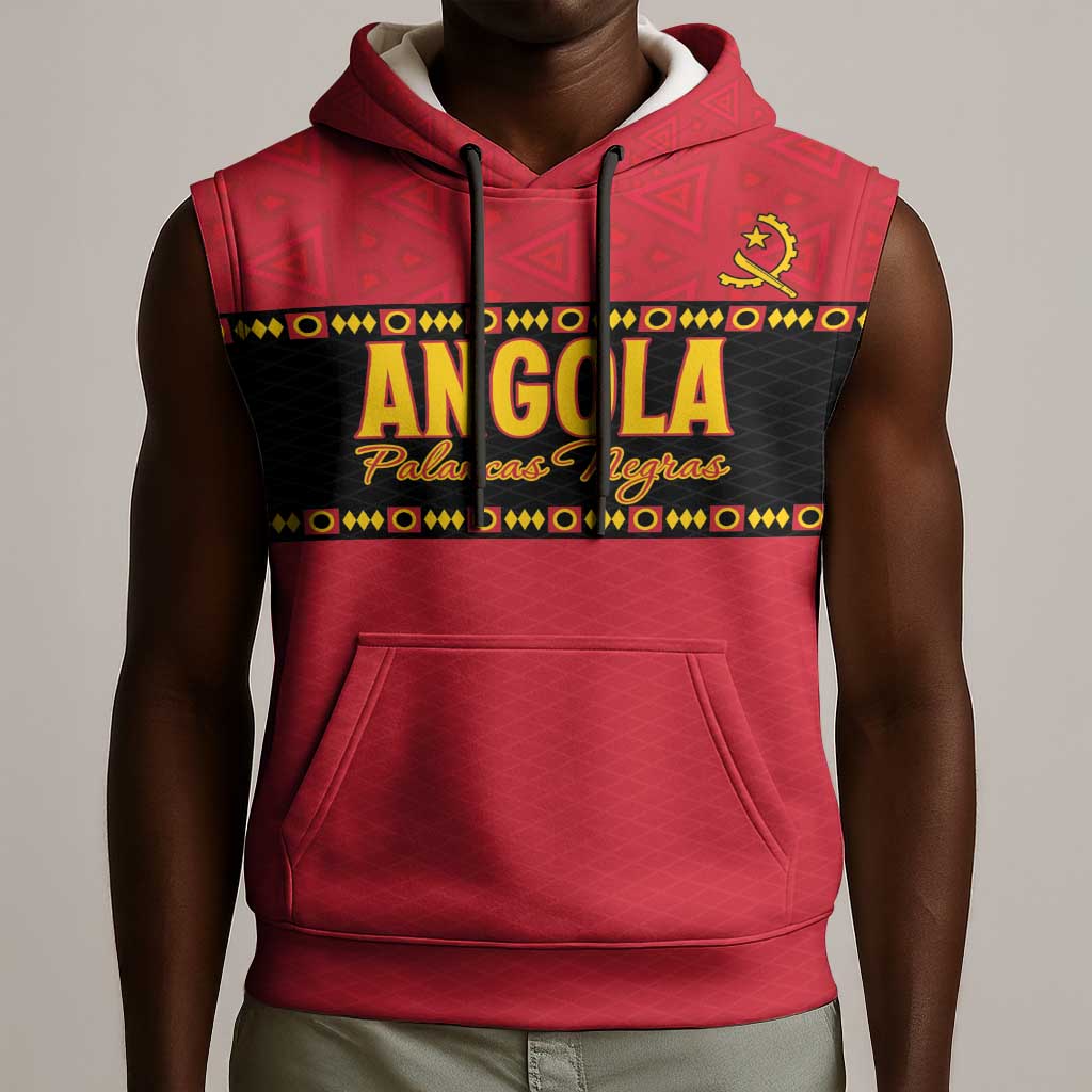 Custom Angola Football Sleeveless Hoodie Viva Palancas Negras - African Pride