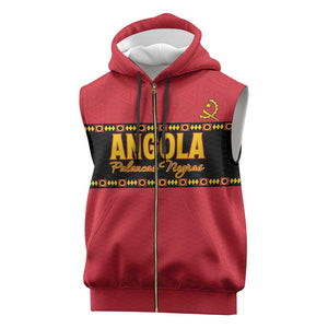 Custom Angola Football Sleeveless Zip Hoodie Viva Palancas Negras - African Pride
