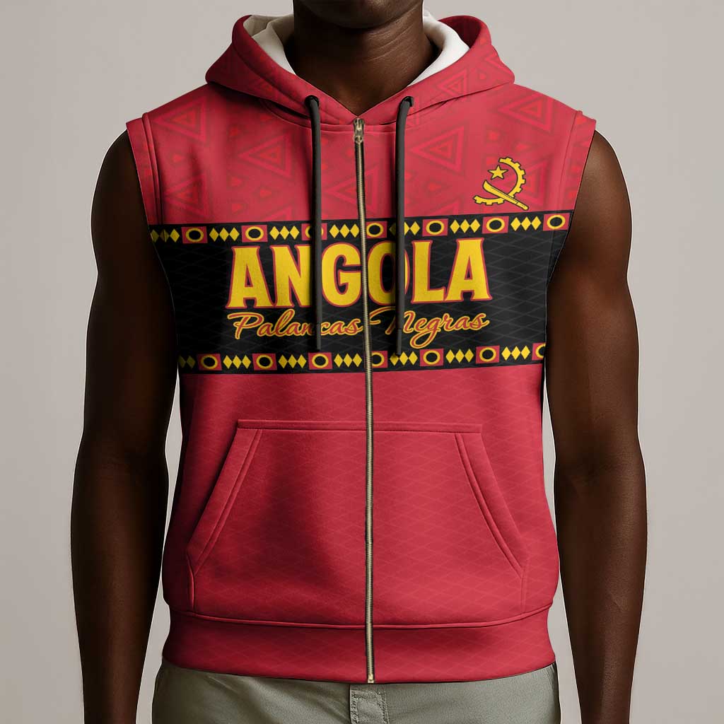 Custom Angola Football Sleeveless Zip Hoodie Viva Palancas Negras - African Pride