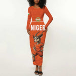Custom Niger Football Long Sleeve Bodycon Dress Allez Menas LT15