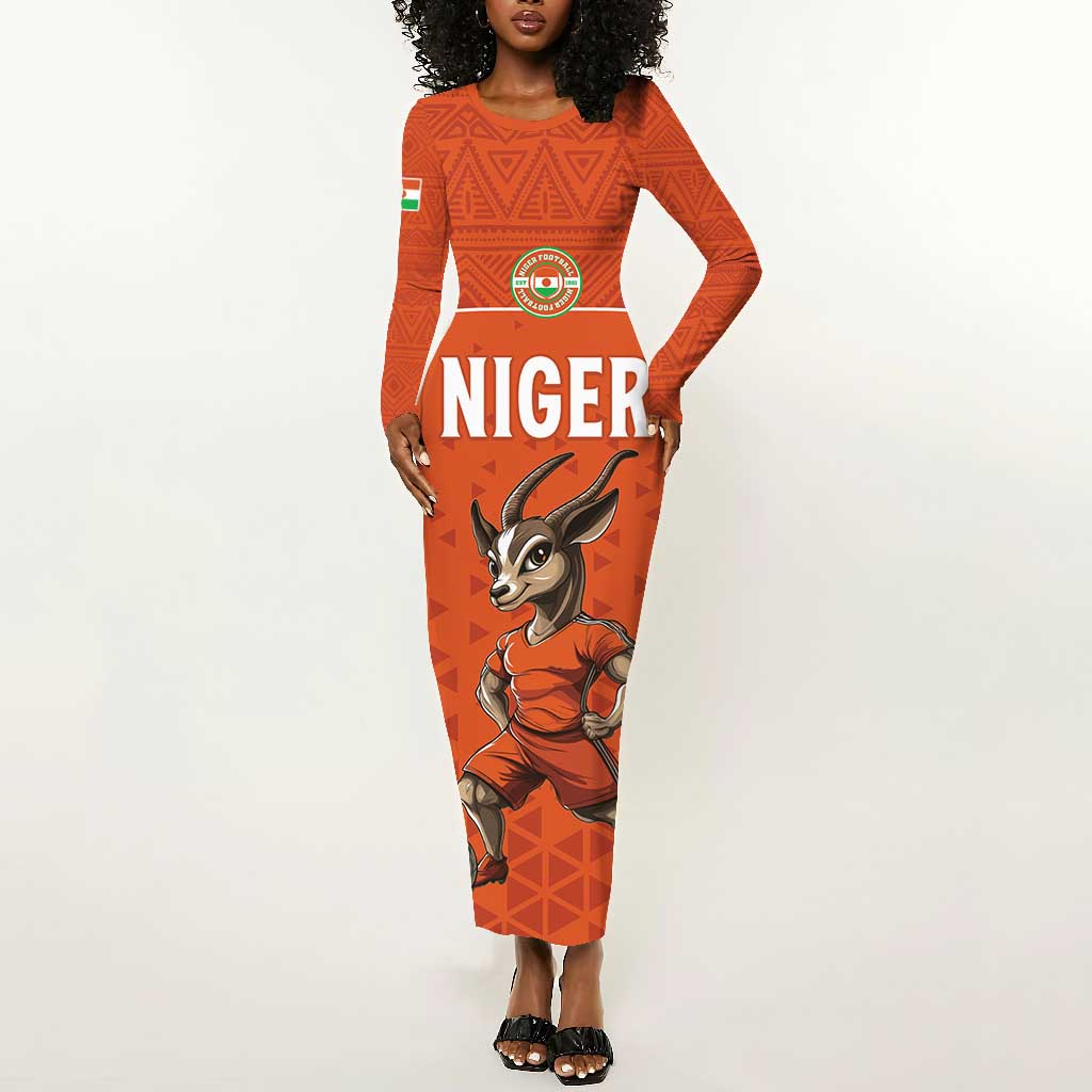 Custom Niger Football Long Sleeve Bodycon Dress Allez Menas LT15