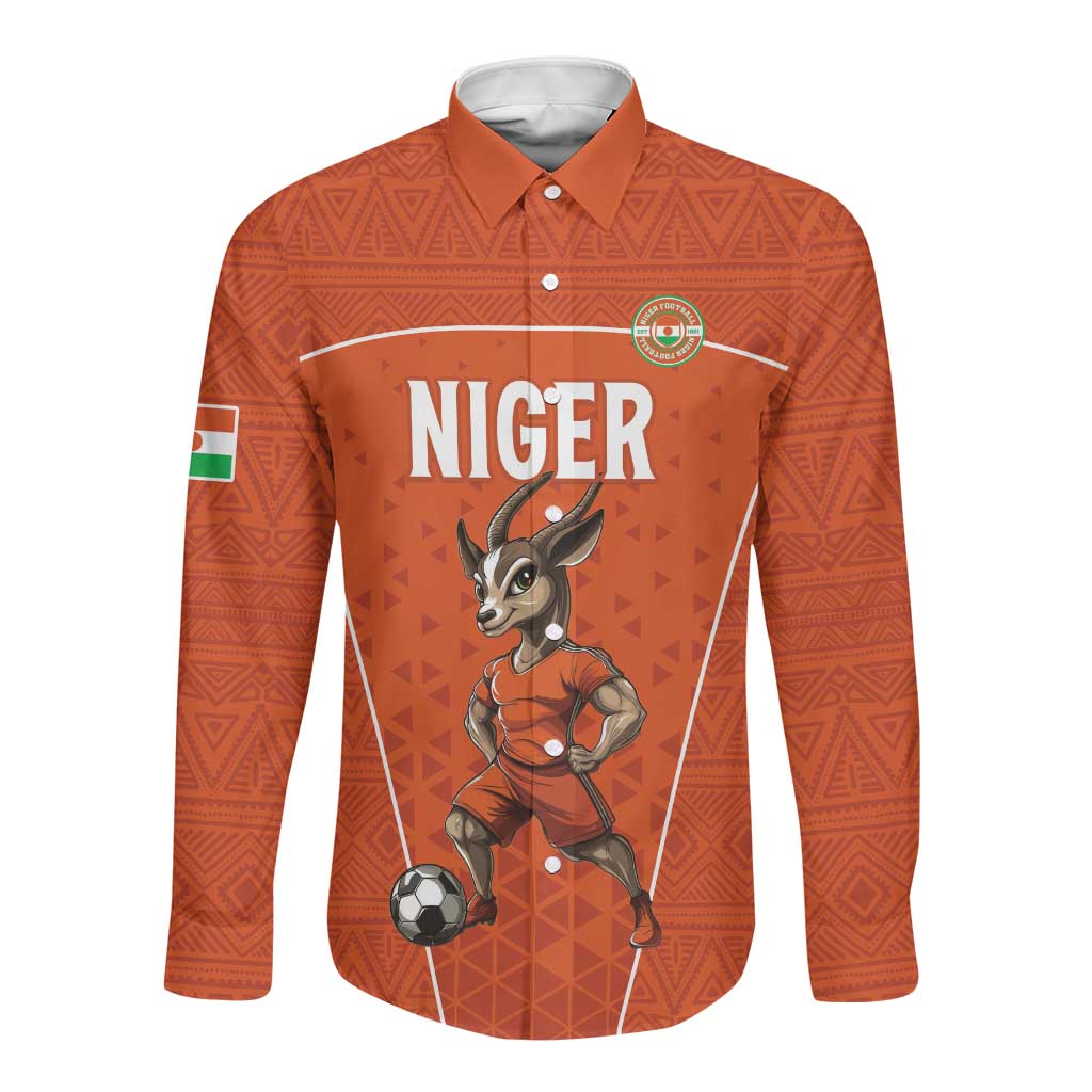 Custom Niger Football Long Sleeve Button Shirt Allez Menas