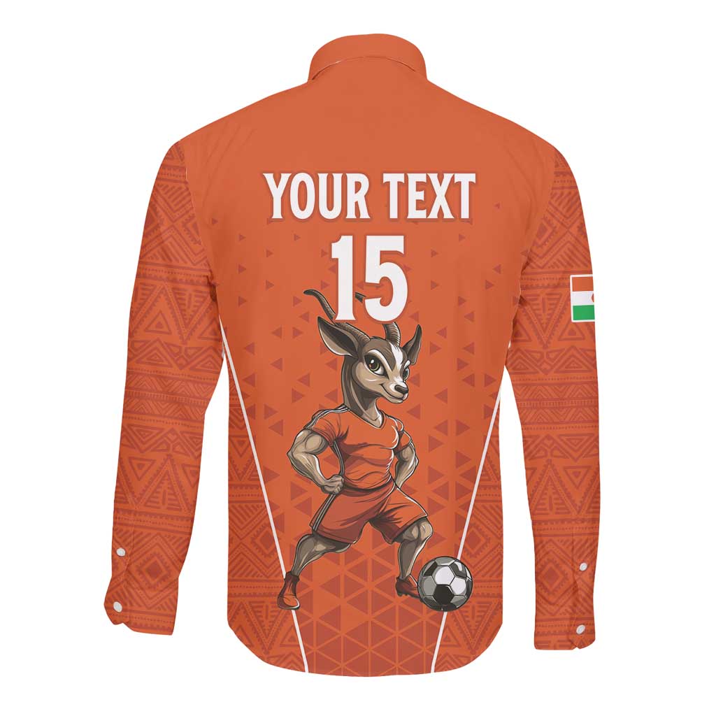 Custom Niger Football Long Sleeve Button Shirt Allez Menas