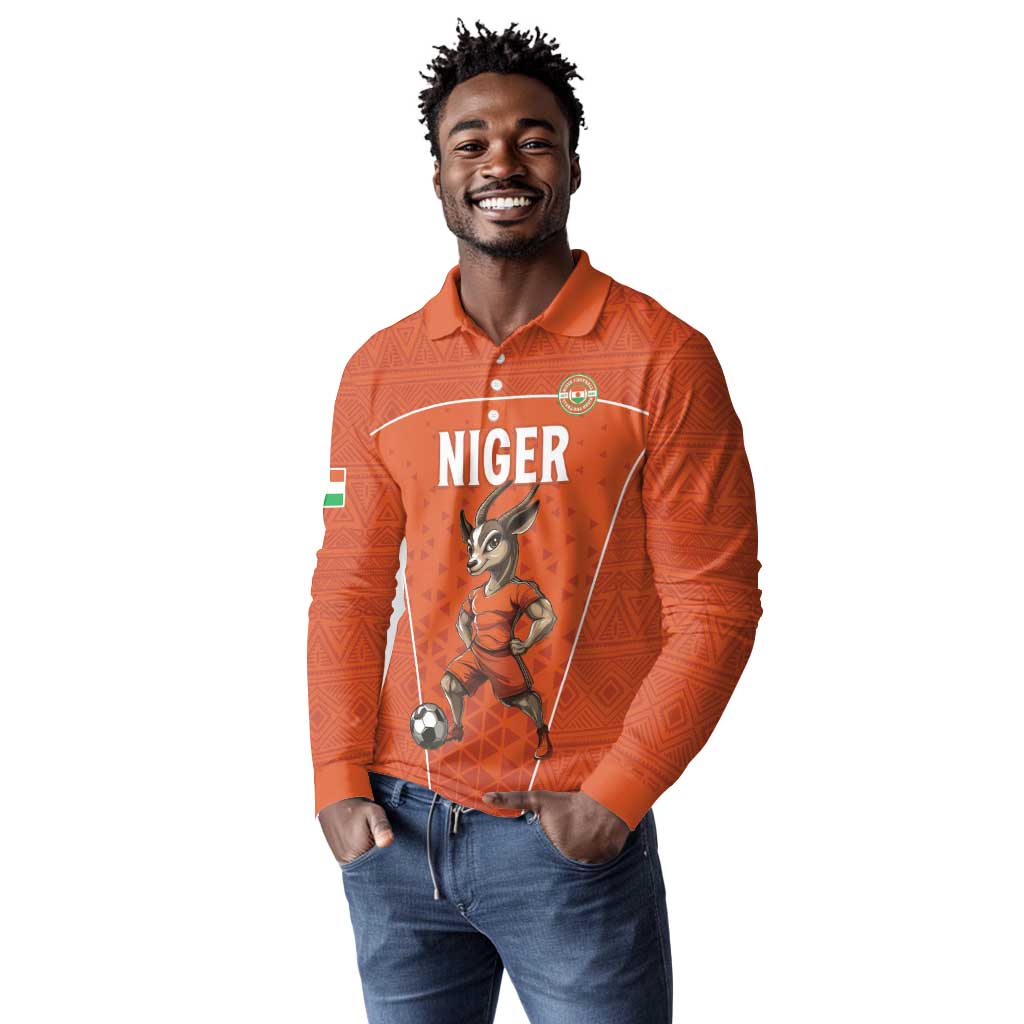 Custom Niger Football Long Sleeve Polo Shirt Allez Menas