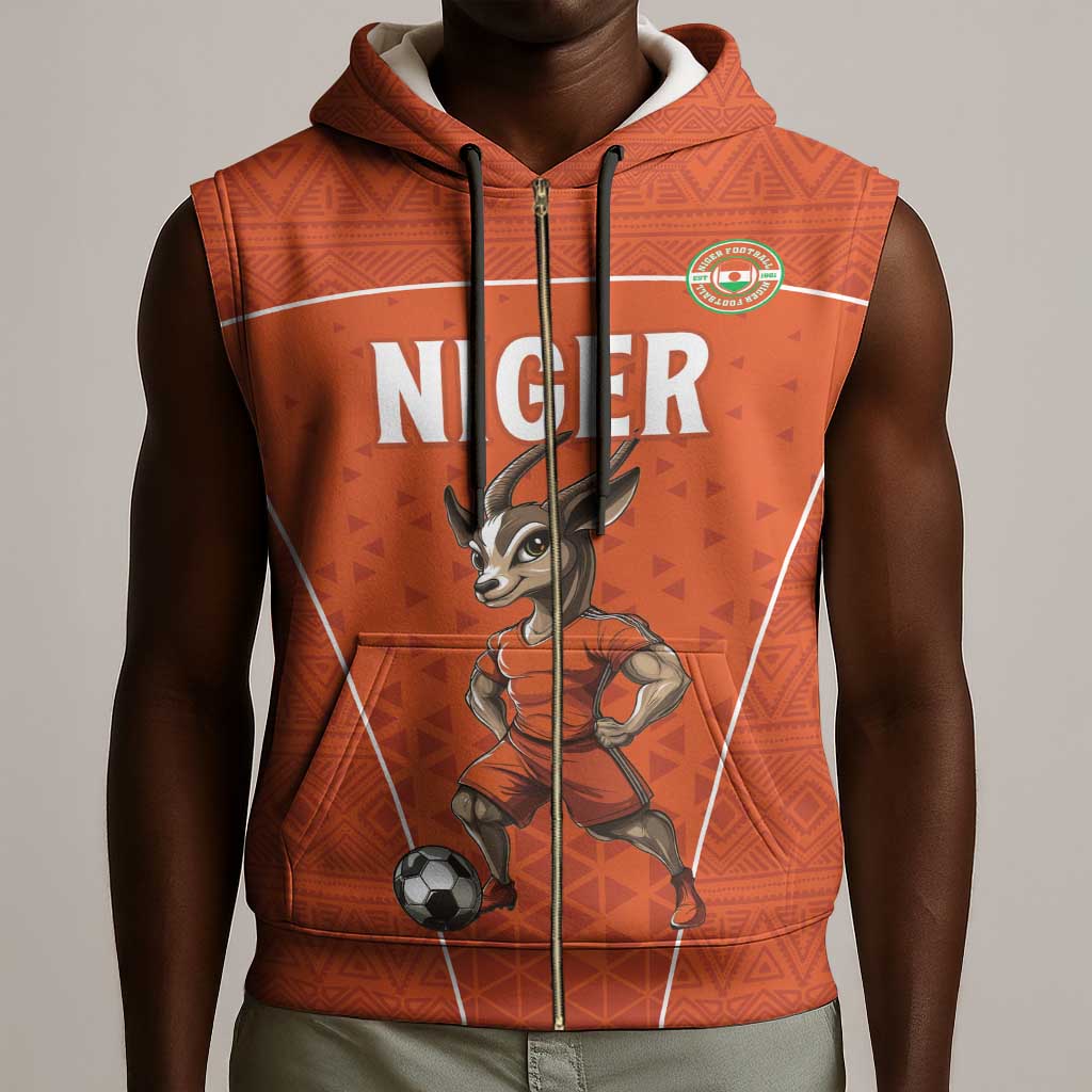 Custom Niger Football Sleeveless Zip Hoodie Allez Menas - African Pride