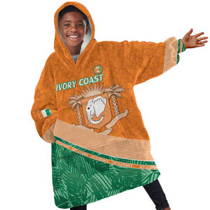 Ivory Coast Rugby Custom Kid Wearable Blanket Hoodie Allez Les Elephants