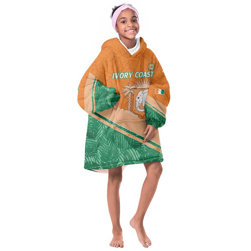 Ivory Coast Rugby Custom Kid Wearable Blanket Hoodie Allez Les Elephants
