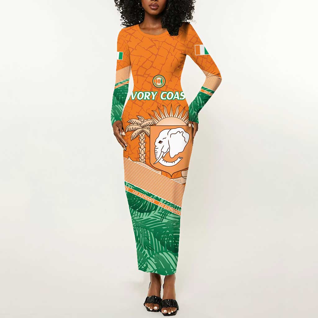 Ivory Coast Rugby Custom Long Sleeve Bodycon Dress Allez Les Elephants LT15