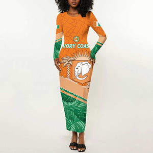 Ivory Coast Rugby Custom Long Sleeve Bodycon Dress Allez Les Elephants LT15