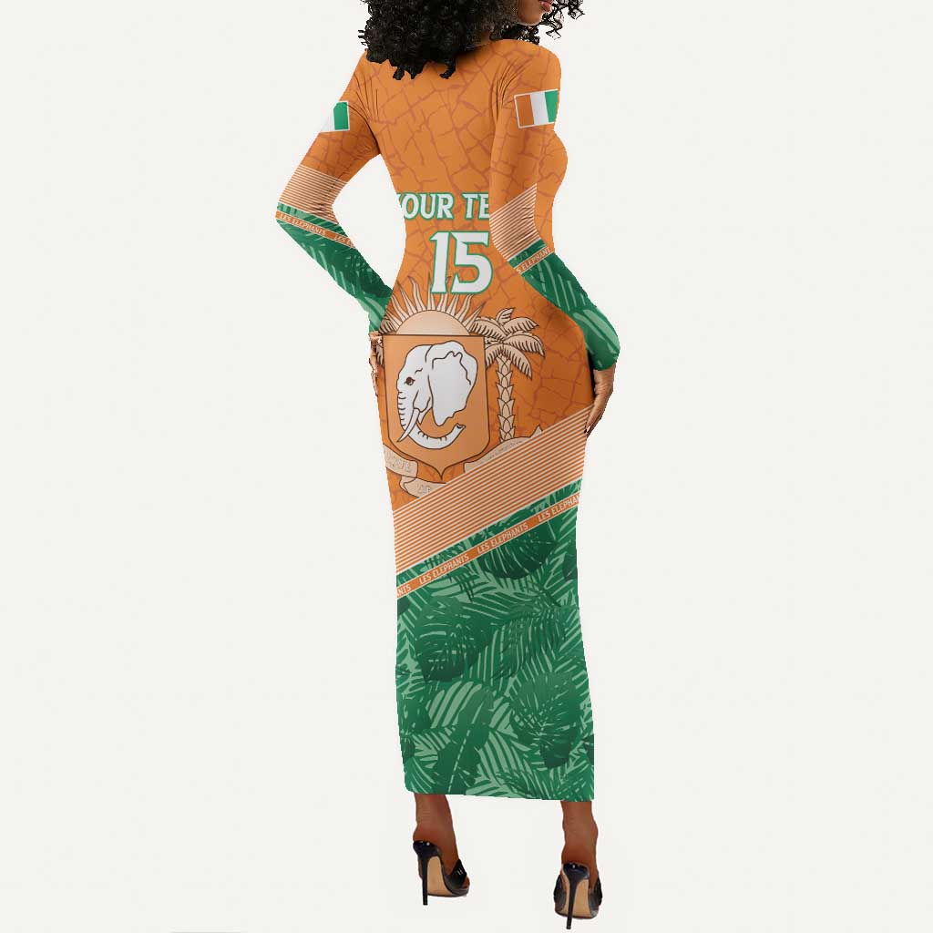 Ivory Coast Rugby Custom Long Sleeve Bodycon Dress Allez Les Elephants LT15