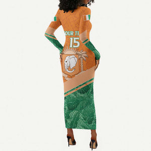 Ivory Coast Rugby Custom Long Sleeve Bodycon Dress Allez Les Elephants LT15